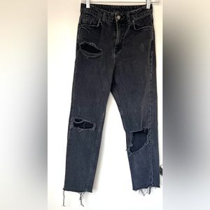 Grey Denim Vintage Distressed Jeans SZ W26 L30